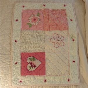 Pottery Barn Pink and Cream Floral Sham